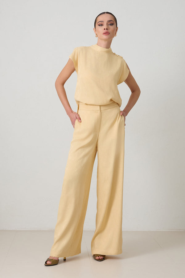 Setre Relaxed Cut Patterned Trousers Light Yellow