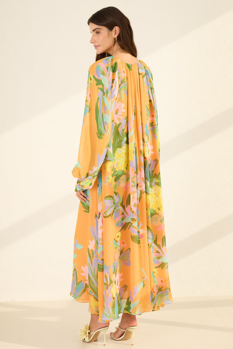 Setre Floral Print Maxi Dress Orange