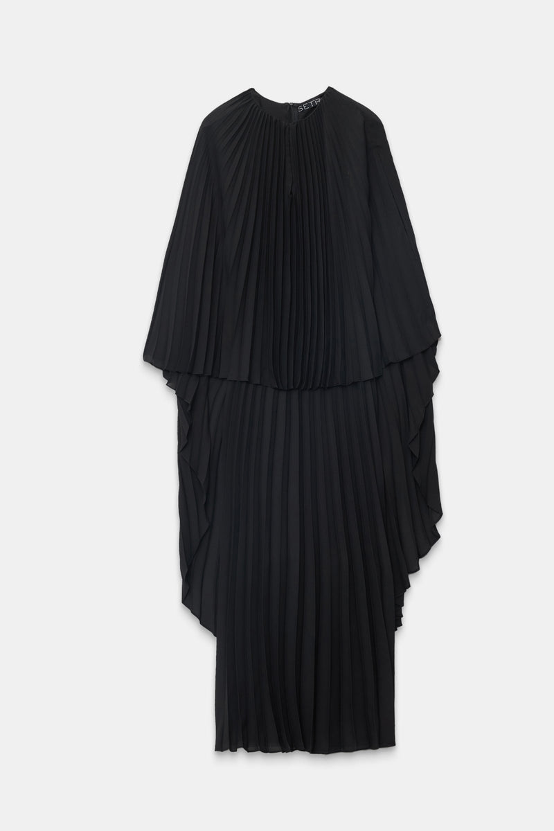 Setre Two-Piece Form Pleated Dress Black