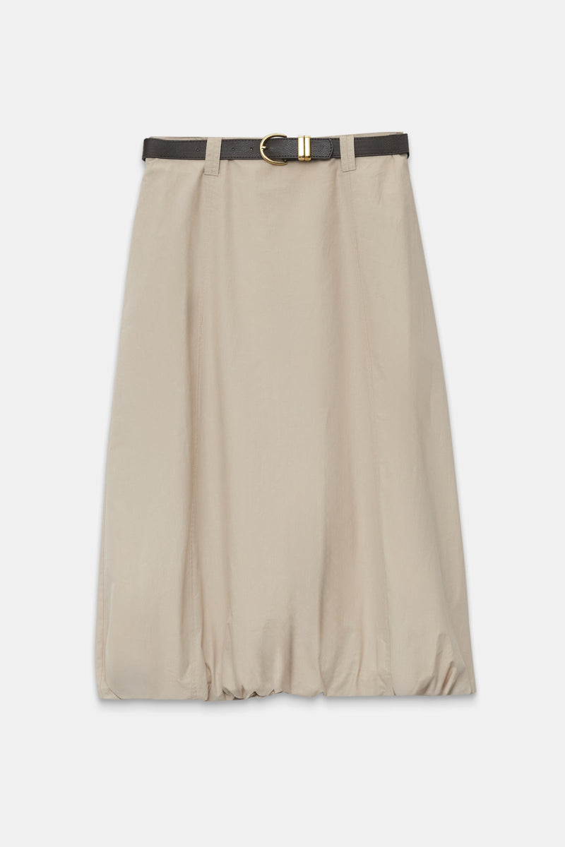 Setre Belt Detailed Midi Length Balloon Skirt Beige