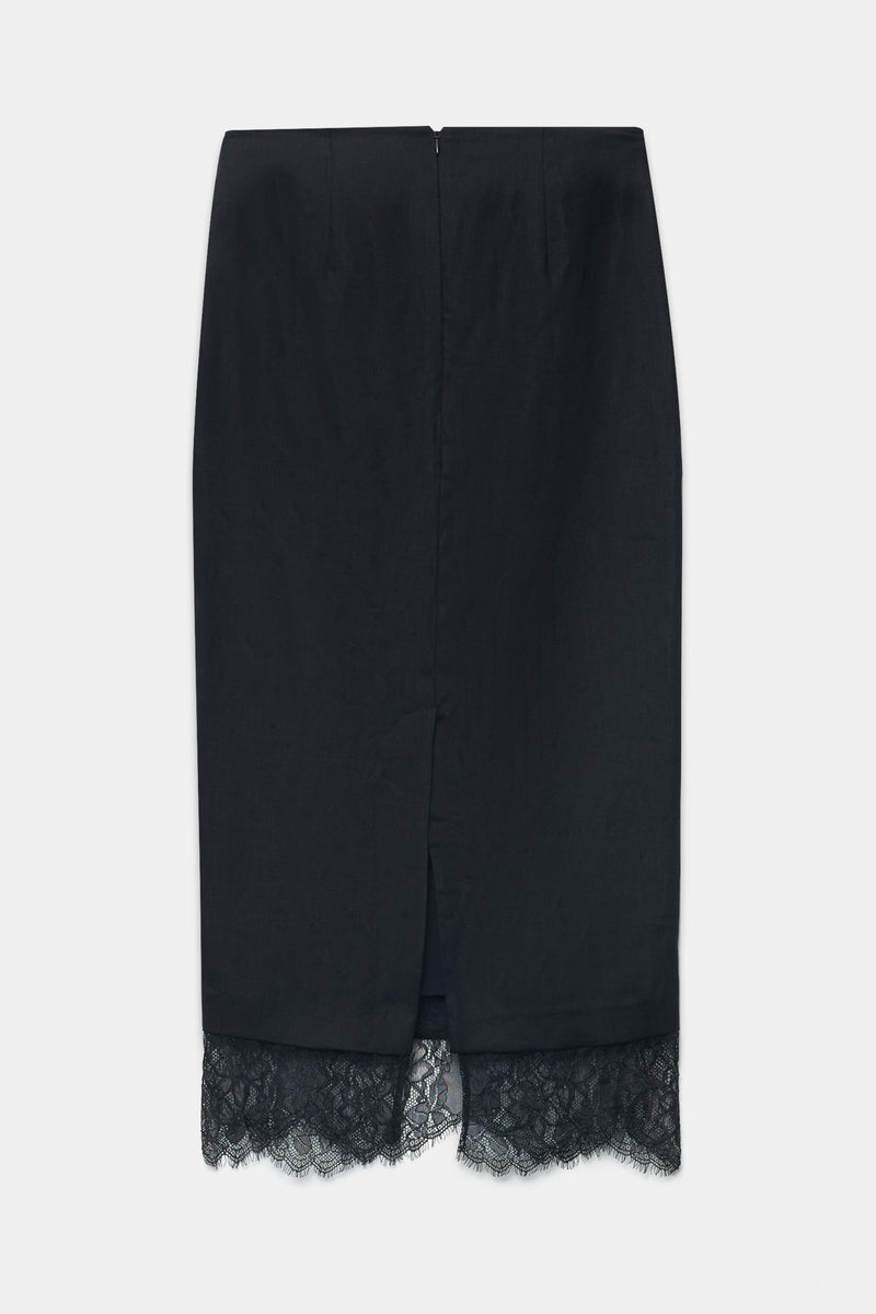 Setre Lace Hem Detailed Skirt Black