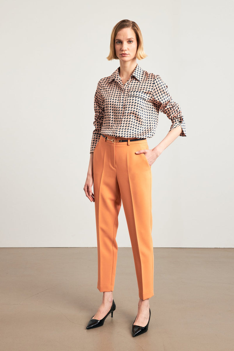 Setre Mid Waist Cropped Trousers Orange