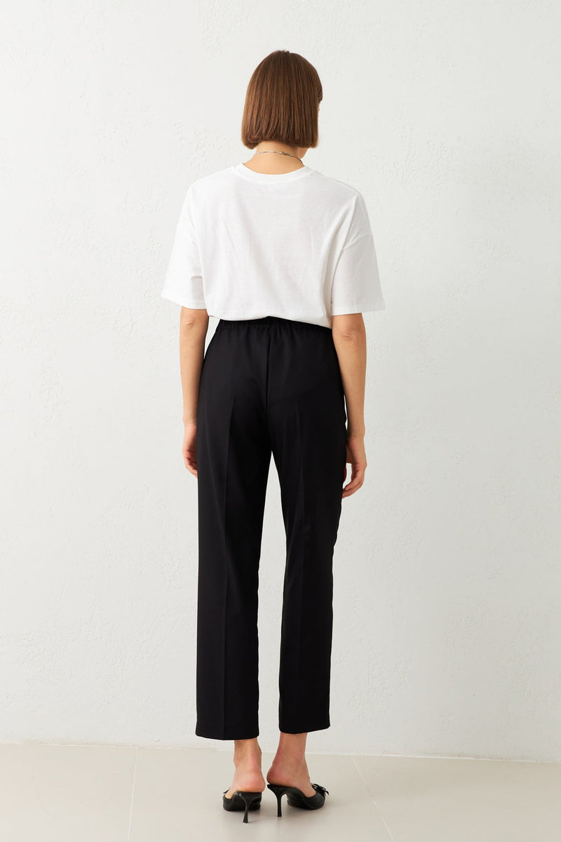 Setre Asymmetric Closure Elastic Waist Trousers Black