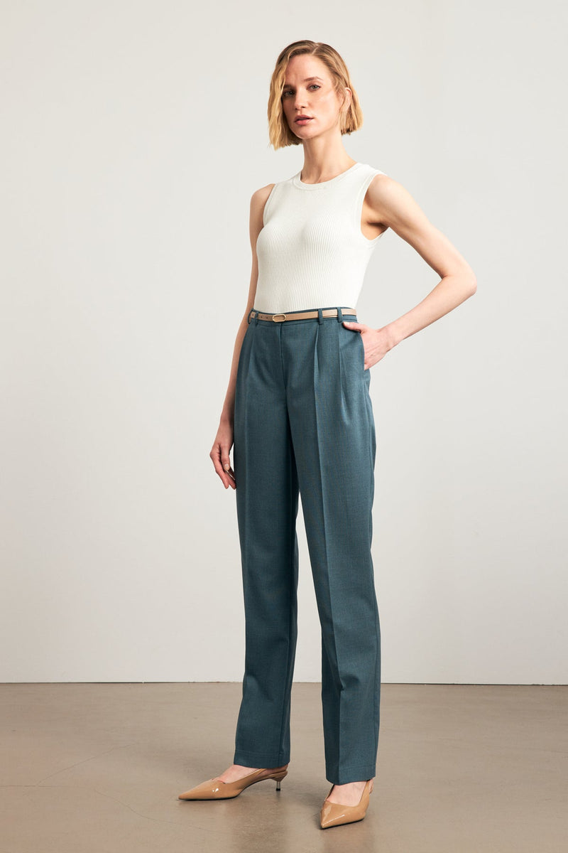 Setre Trousers With Belt And Pleat Detail Petrol