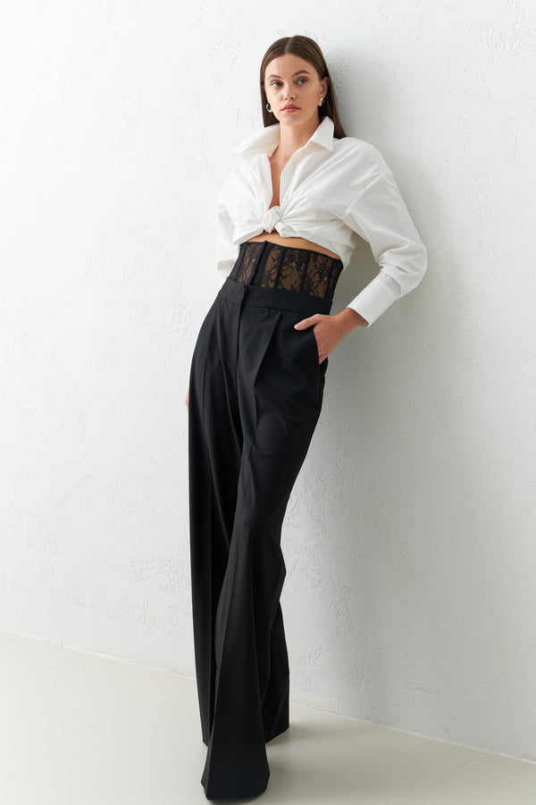 Setre Trousers With Transparent Waist Detail Black