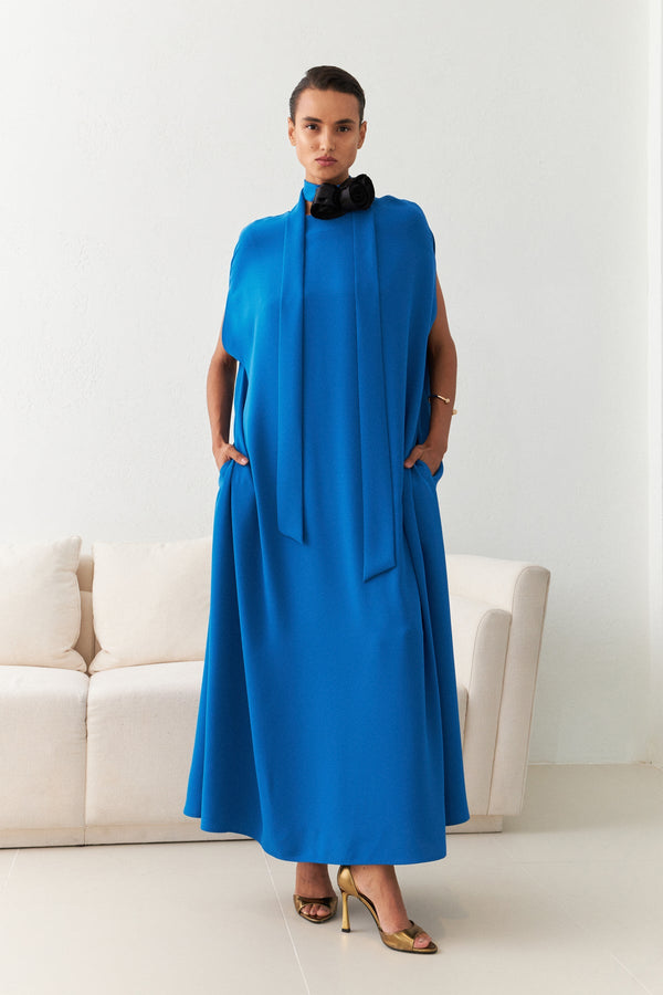 Setre Detailed Comfortable Cut Maxi Dress Blue