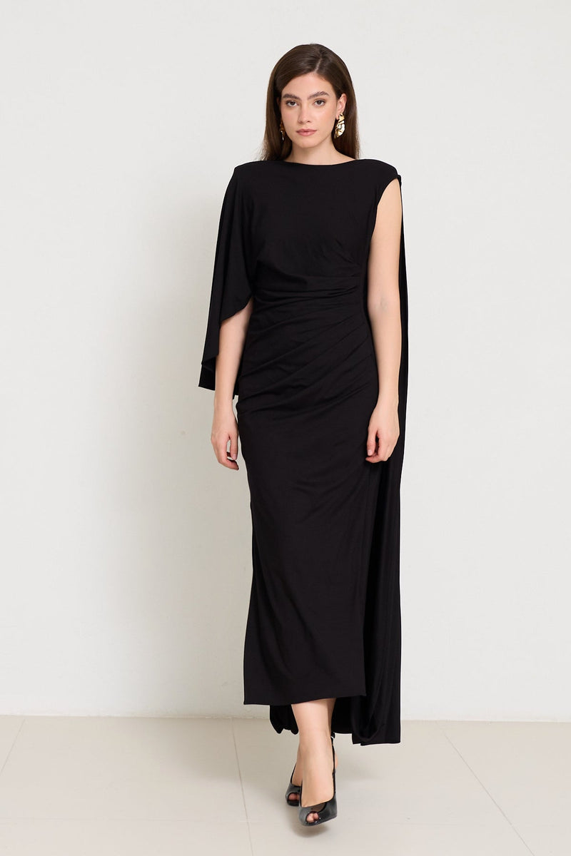 Setre Dress With Shoulder And Accessory Details Black