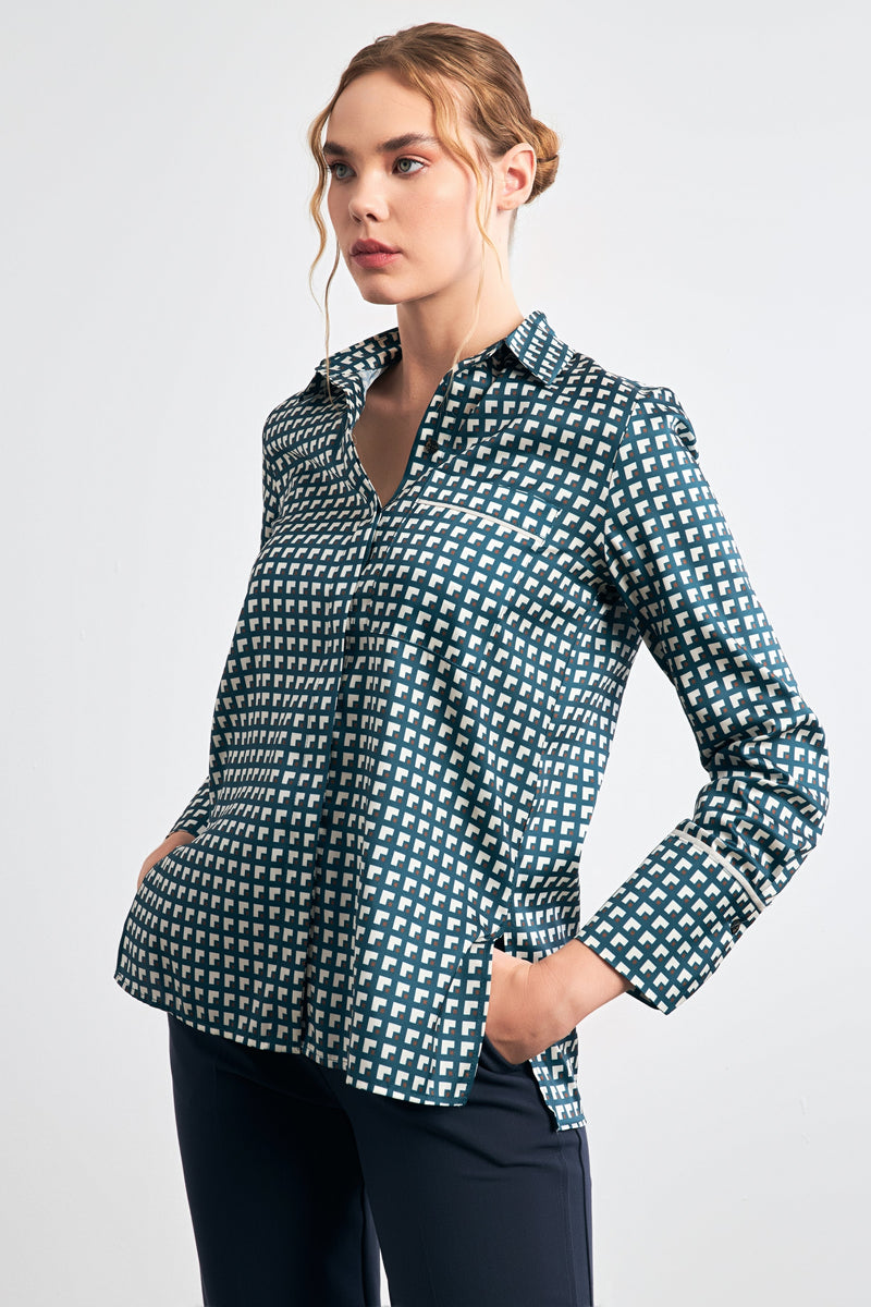 Setre Geometric Pattern Shirt Light Green