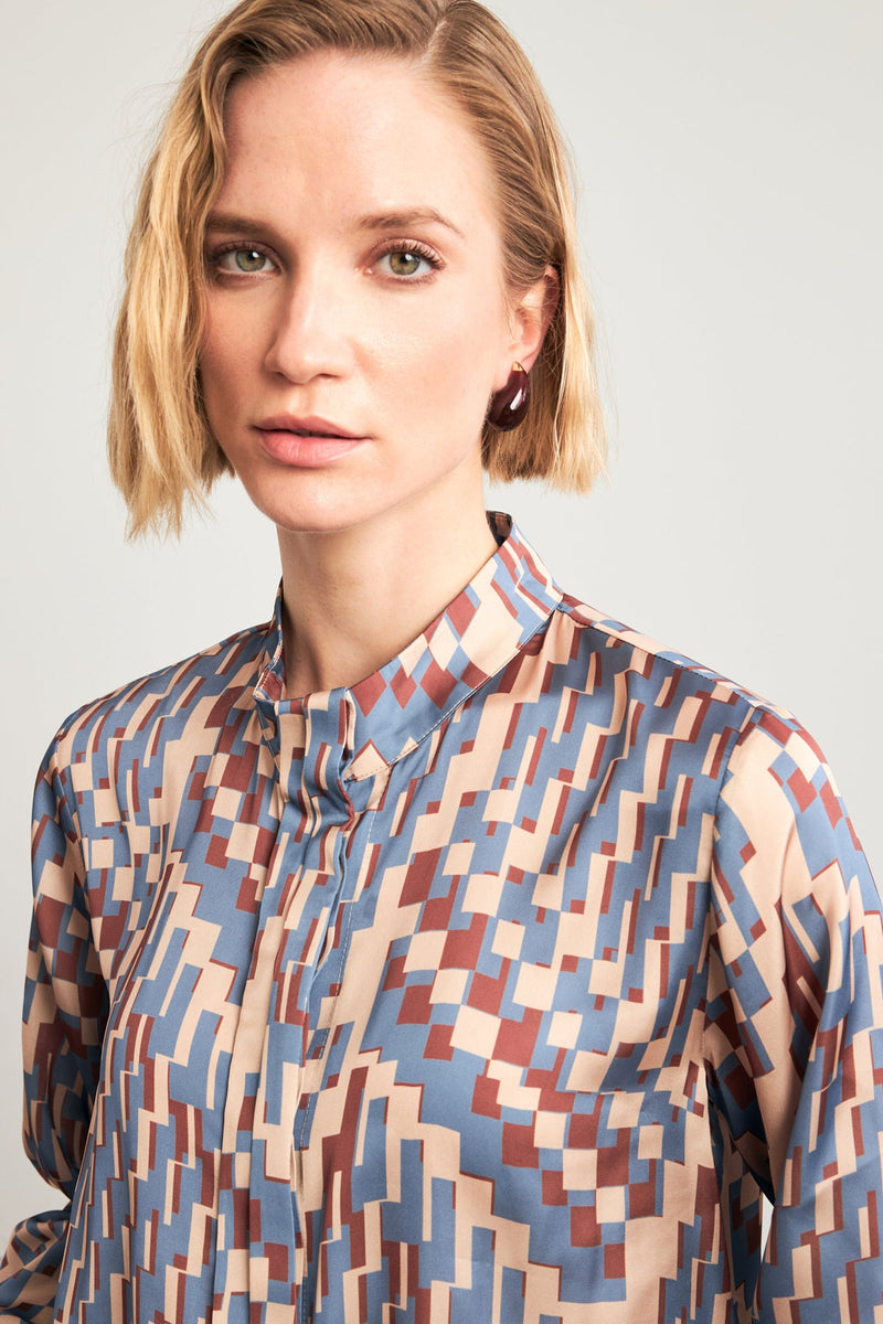 Setre Geometric Pattern Shirt Brown/Blue