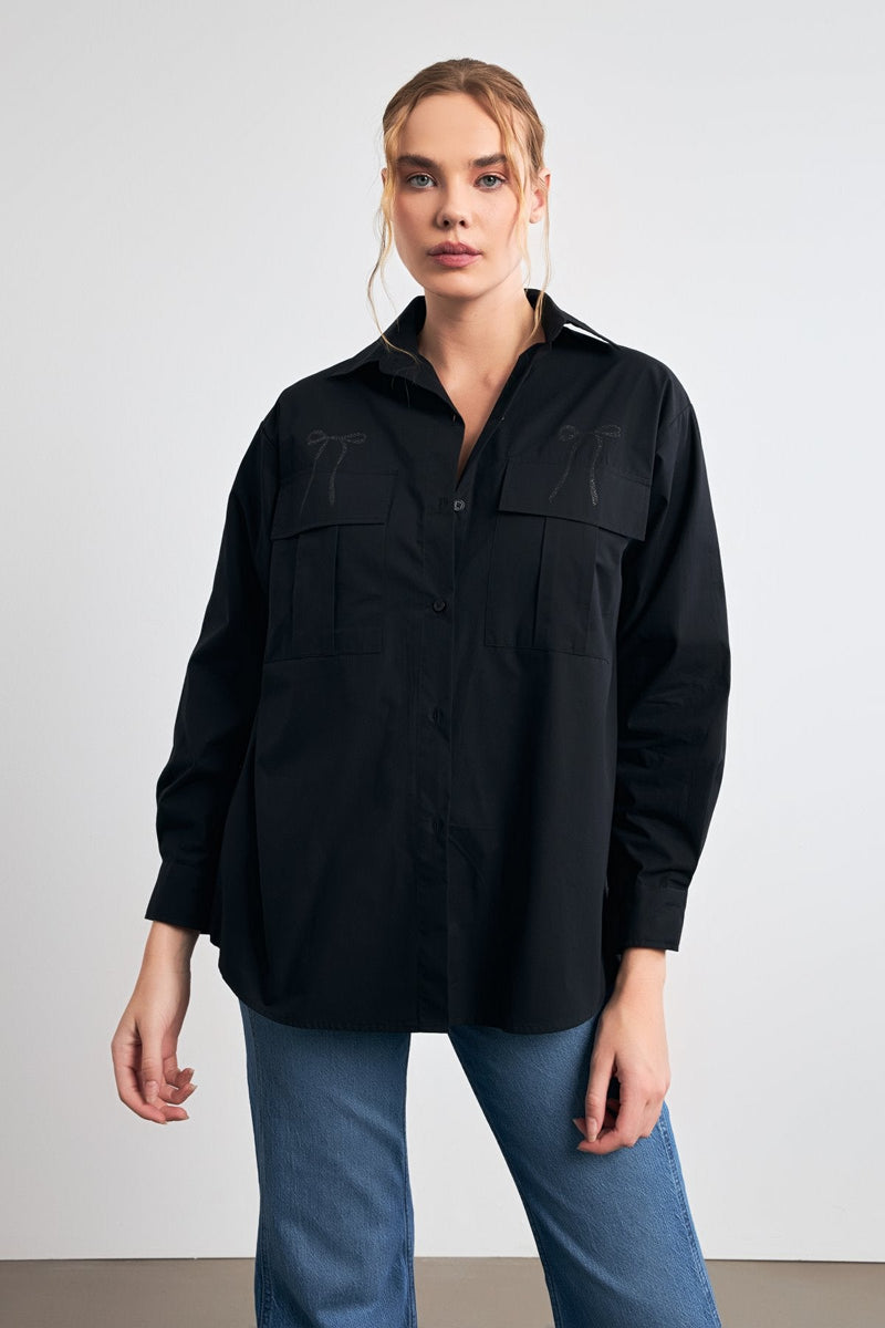 Setre Bow-Detailed Shirt Black