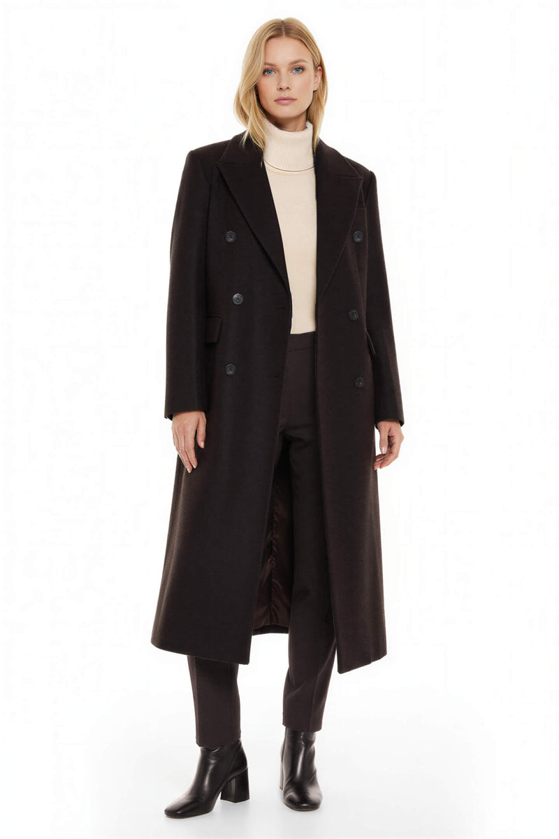Setre Asymmetrical Button And Pocket Detailed Coat Coffee Brown