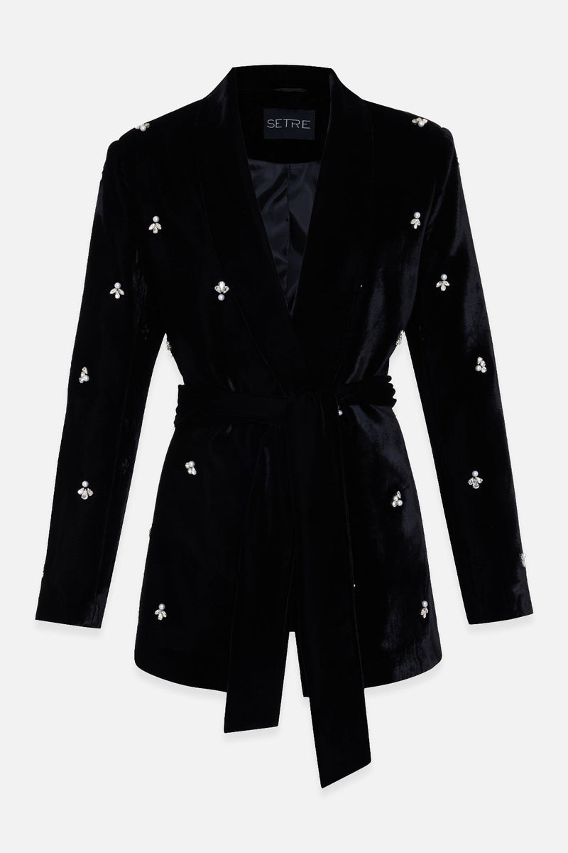 Setre Stone And Collar Detailed Tie Jacket Black