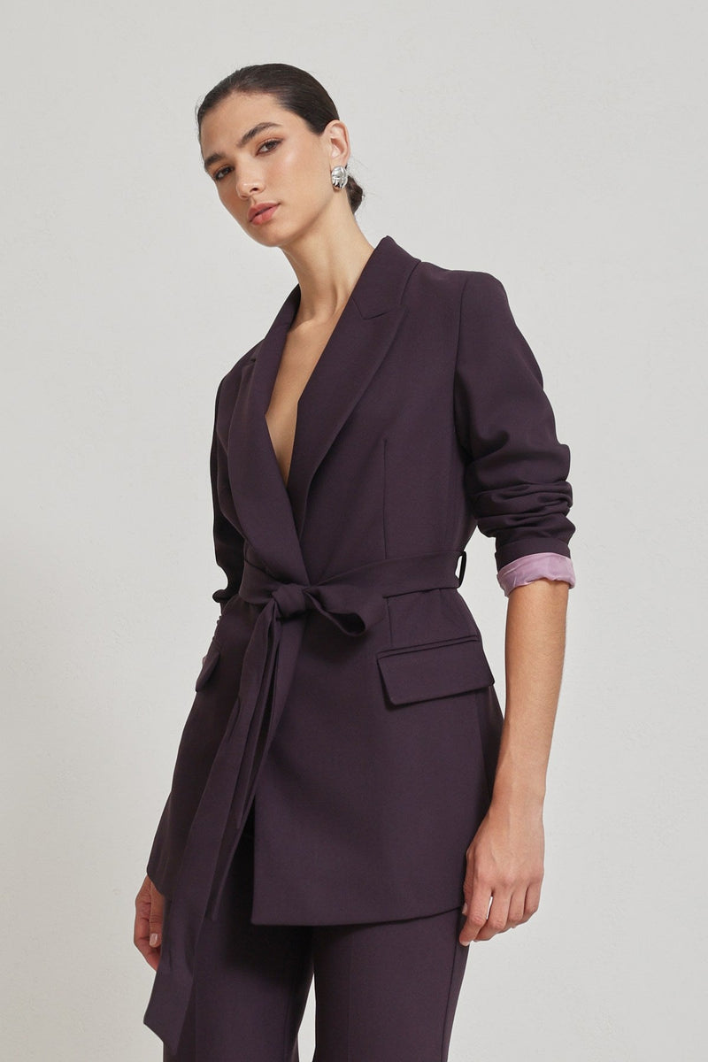 Setre Jacket And Trouser Suit With Pocket And Tie Detail Light Brown
