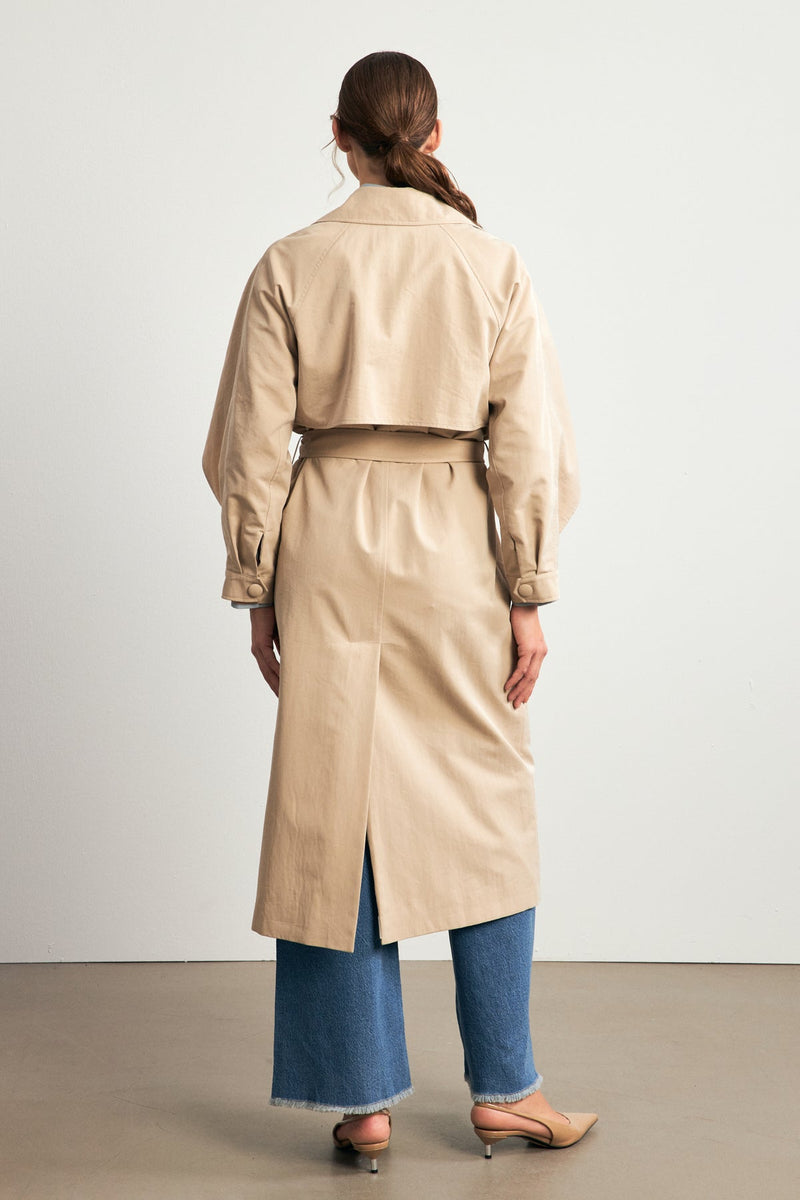 Setre Belted Trench Coat With Pockets Beige