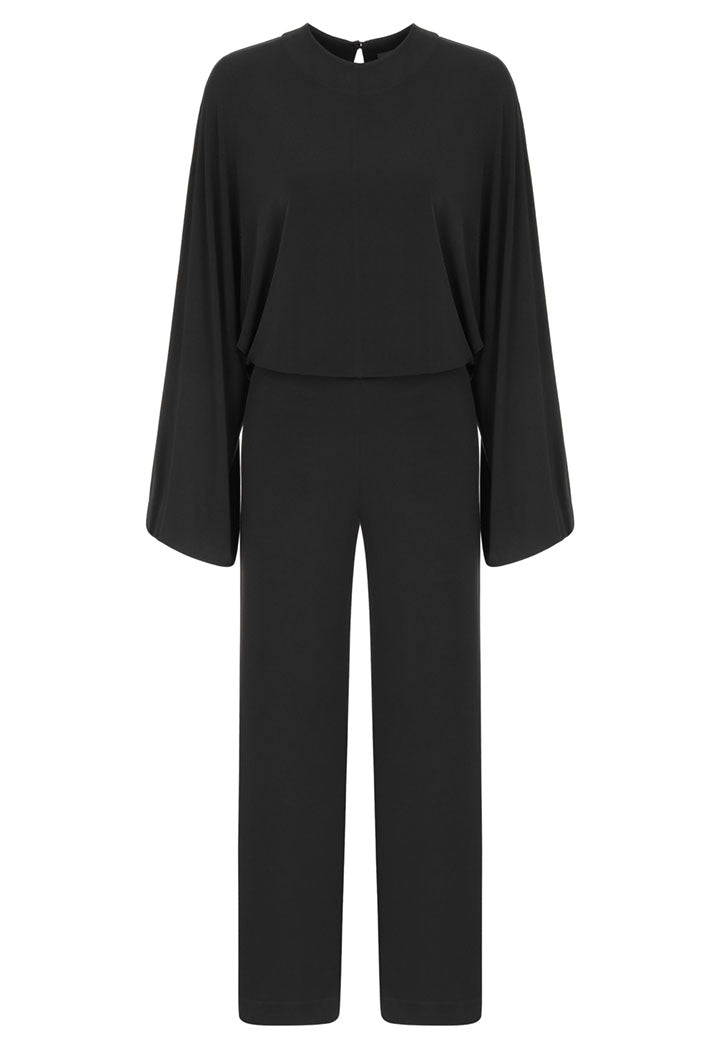 NU Long Sleeve Back Keyhole Relaxed Fit Jumpsuit Black