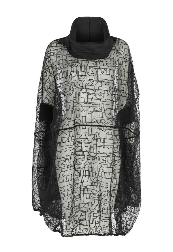 NU Turtle Neck Organza Dress Black