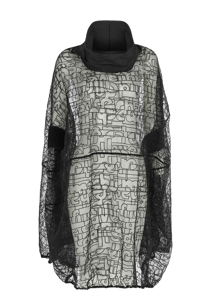 NU Turtle Neck Organza Dress Black