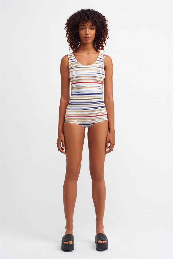NU Striped Sleeveless Bodysuit Multicolor