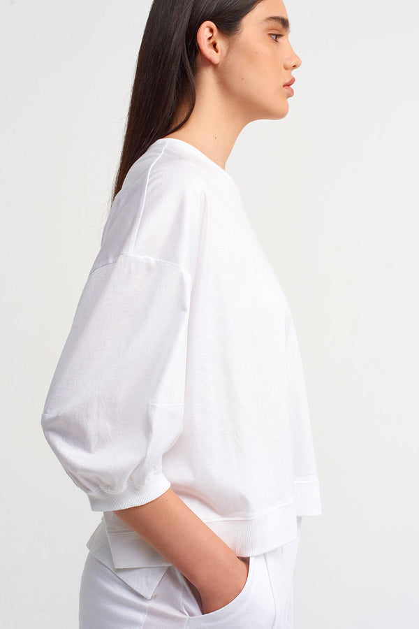 NU 3/4 Sleeve T-Shirt Off White