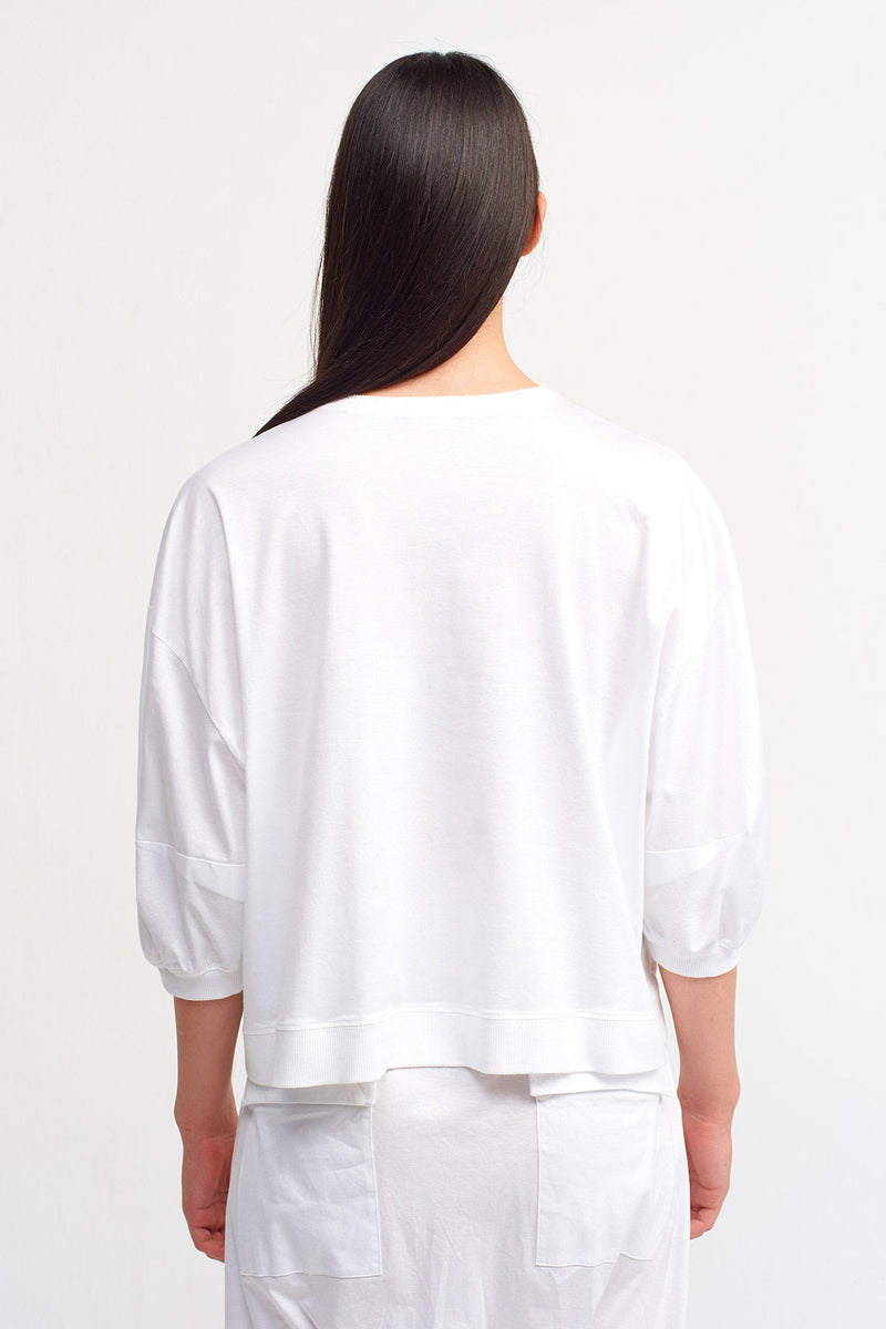 NU 3/4 Sleeve T-Shirt Off White