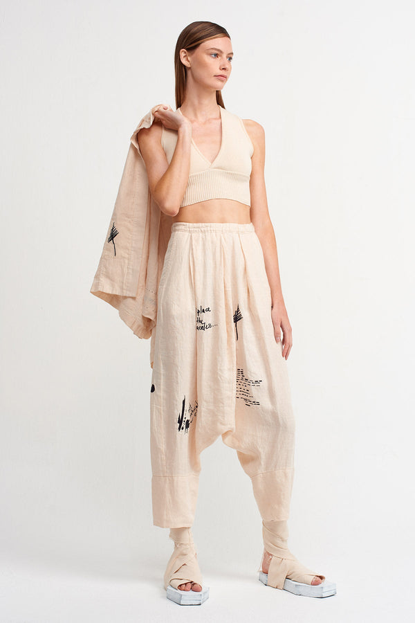 NU Printed Harem Trouser Natural