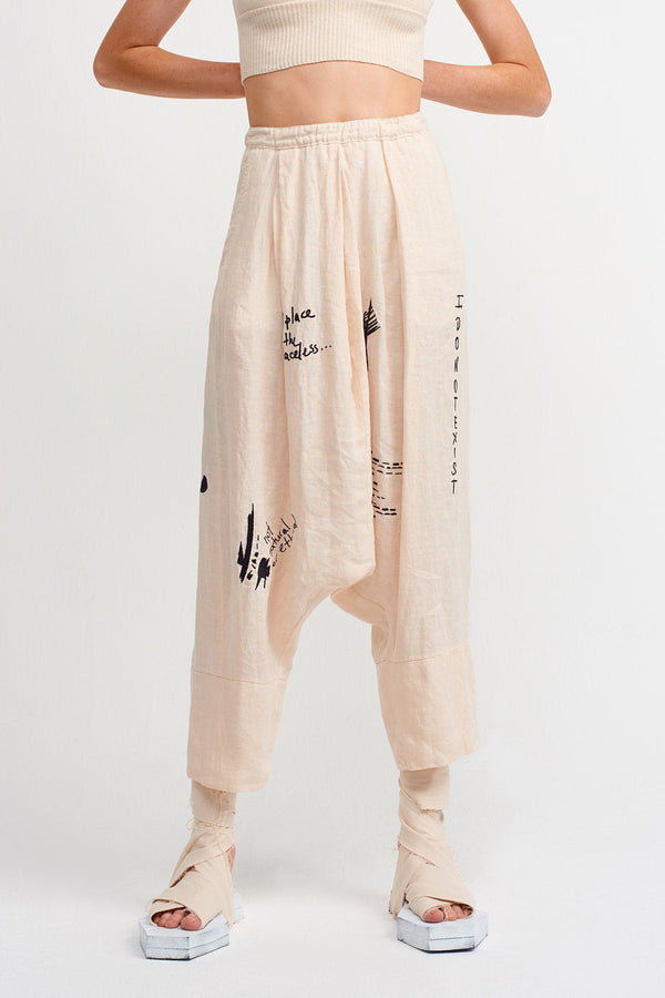 NU Printed Harem Trouser Natural