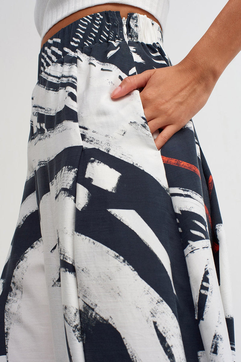 NU Printed Harem Trouser Black/Off White