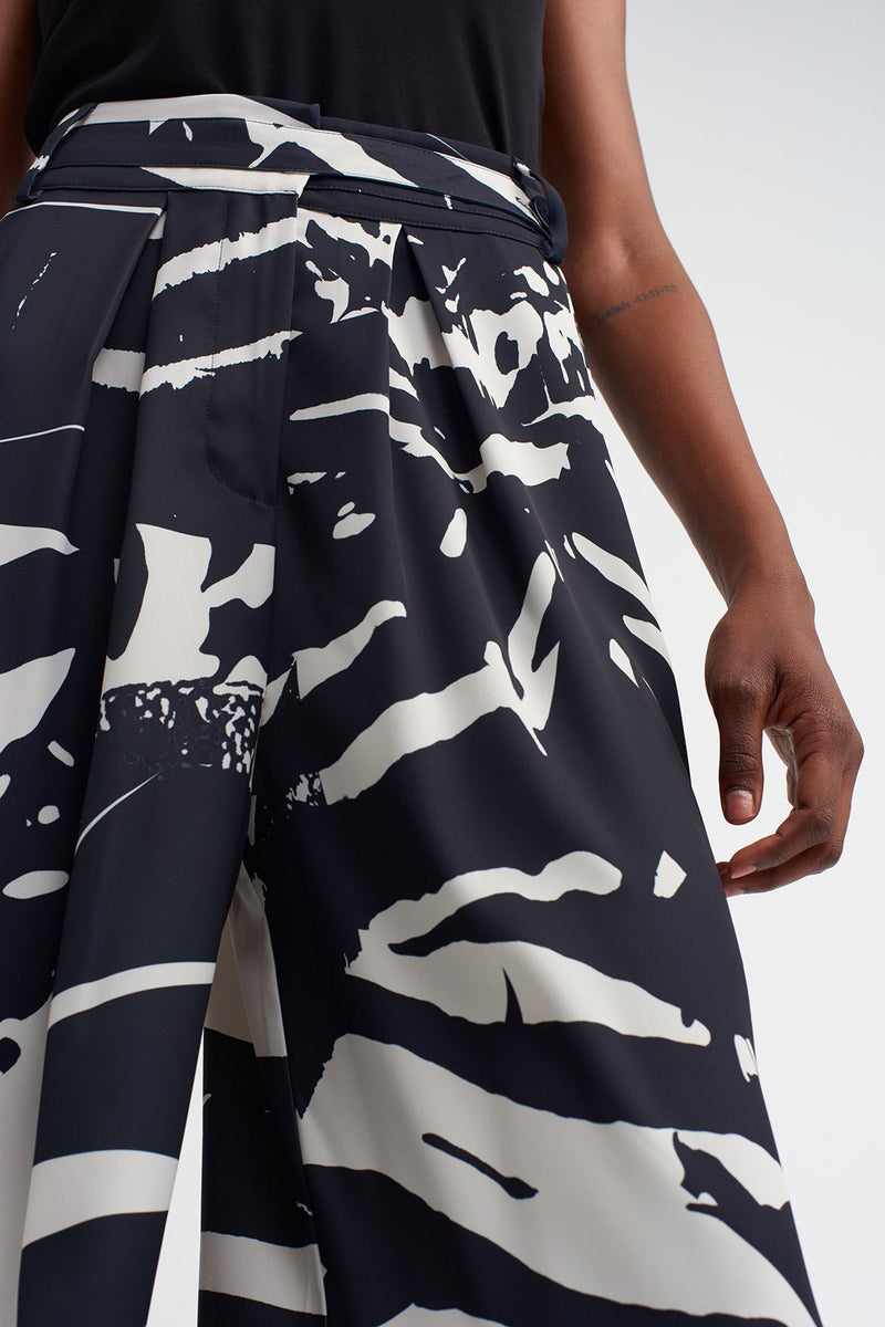 NU Printed Wide Leg Trouser Black/Offwhite