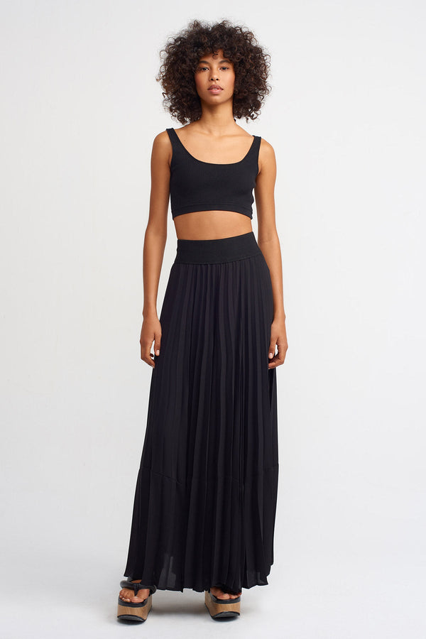 NU Color Block Pleated Trouser Black/Black