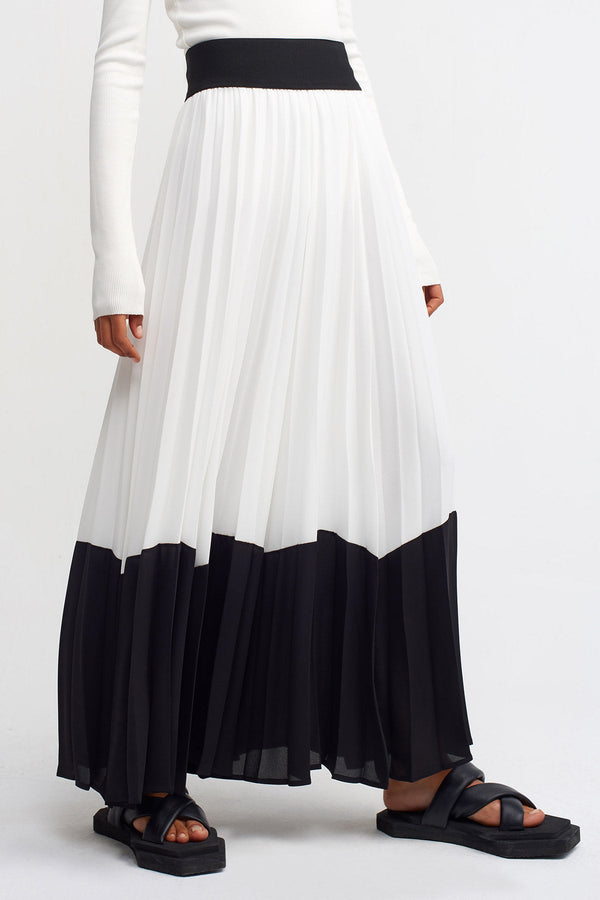 NU Color Block Pleated Trouser Black/Off White