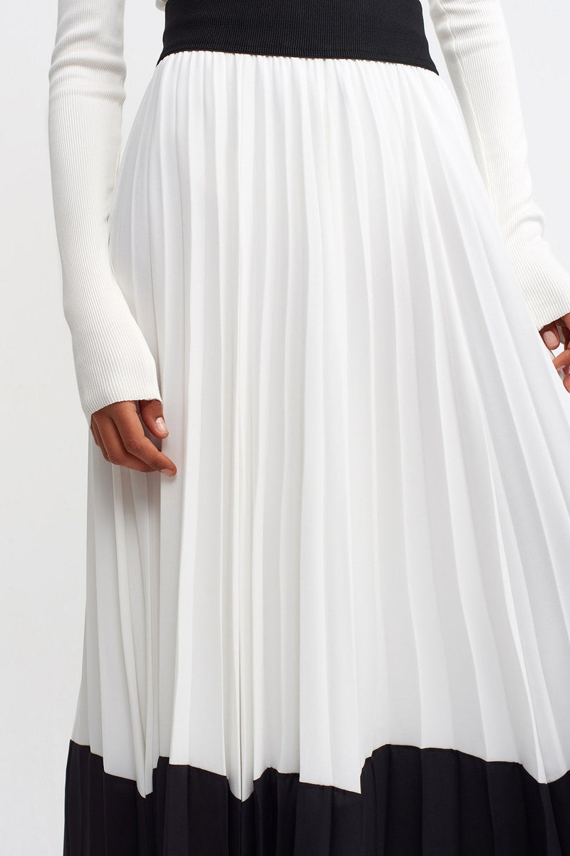 NU Color Block Pleated Trouser Black/Off White