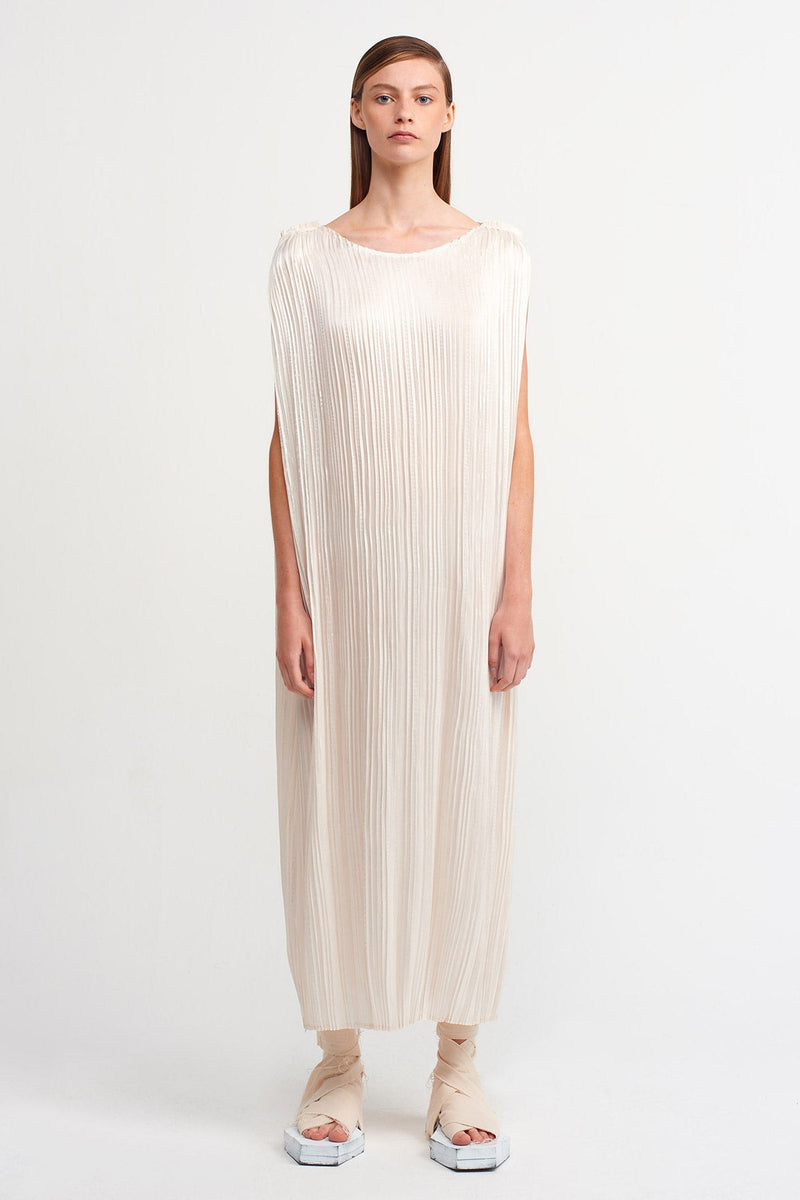 NU Sleeveless Pleated Dress Natural