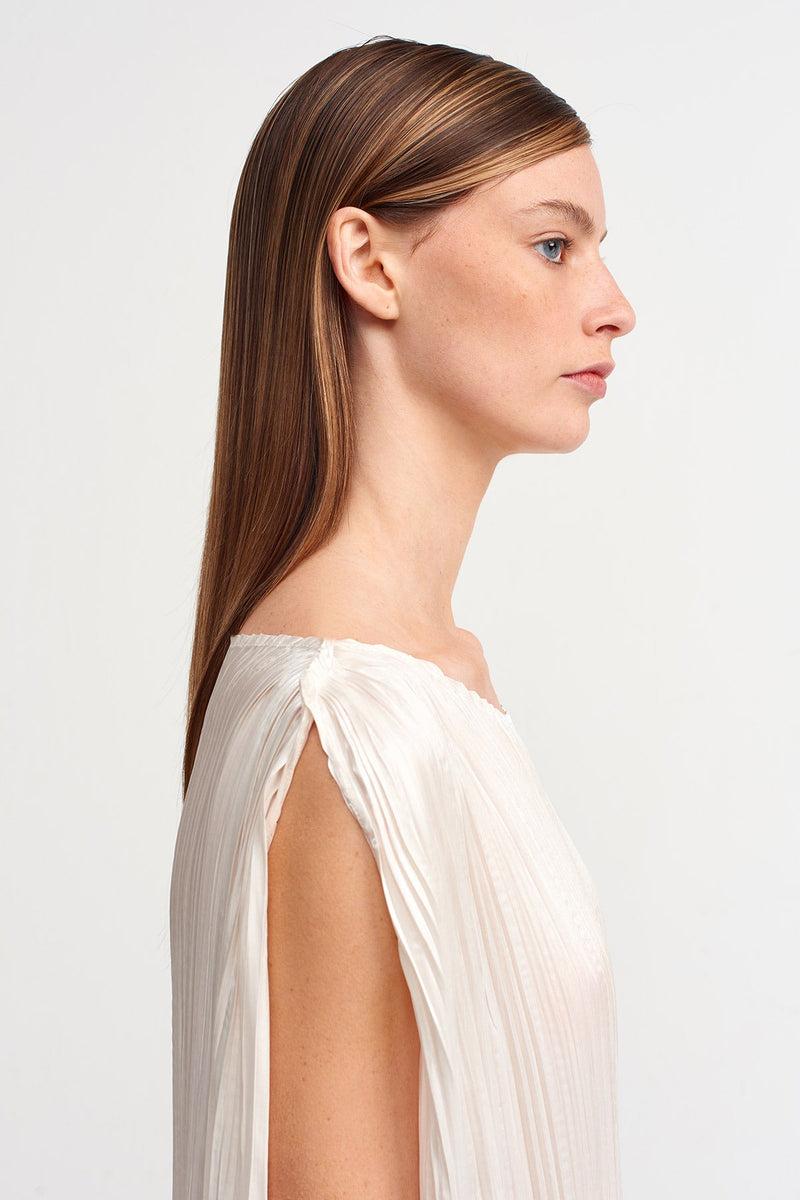 NU Sleeveless Pleated Dress Natural