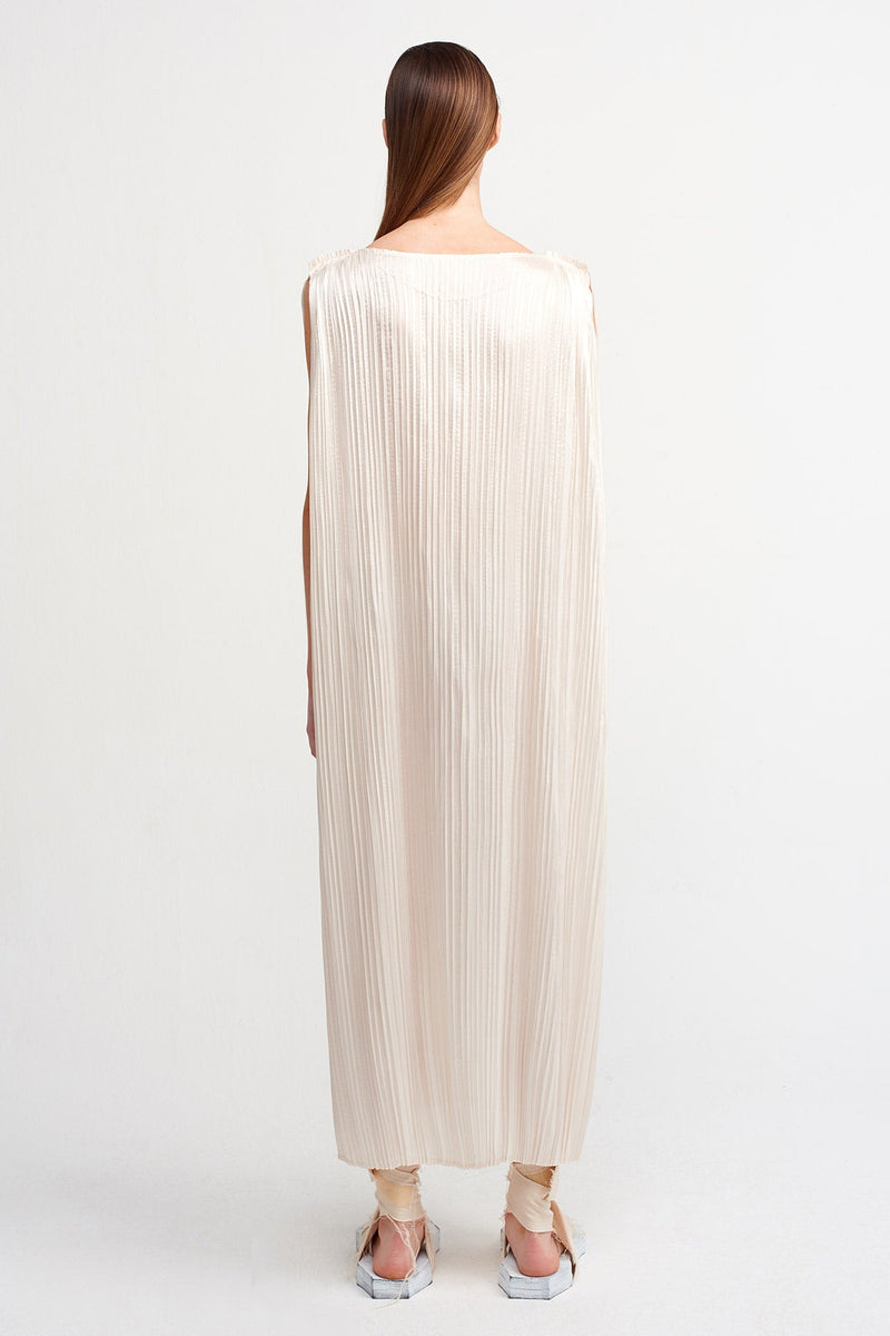 NU Sleeveless Pleated Dress Natural