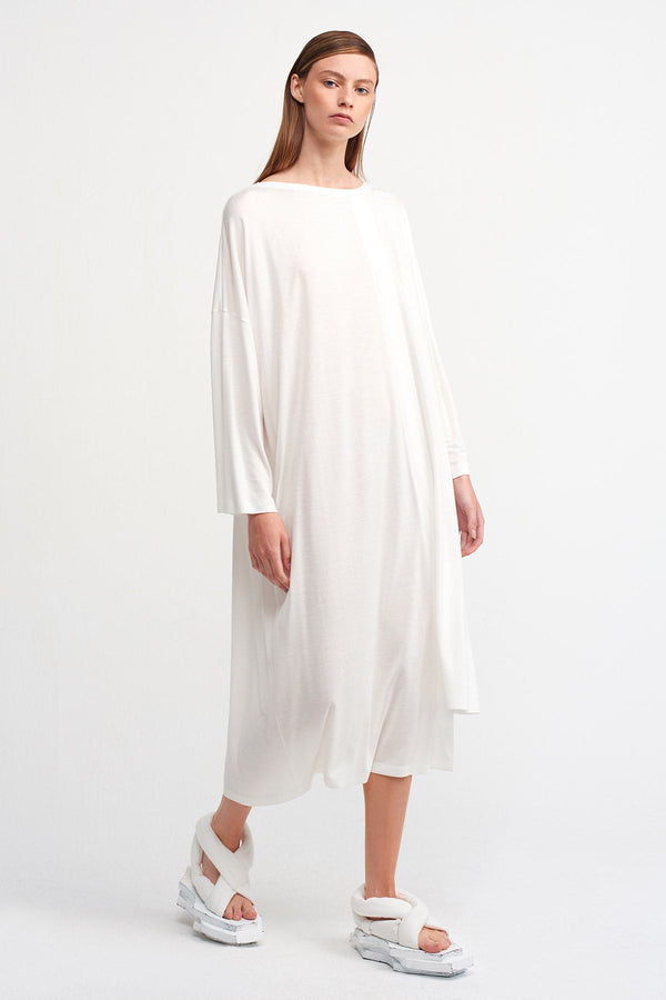 NU Asymmetrical Midi Dress Off White