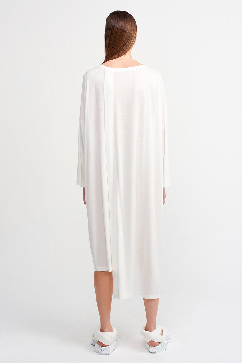 NU Asymmetrical Midi Dress Off White