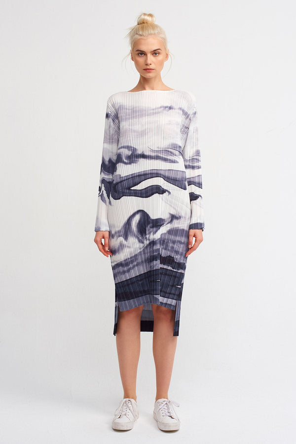 NU Printed Pleated Dress Multicolor