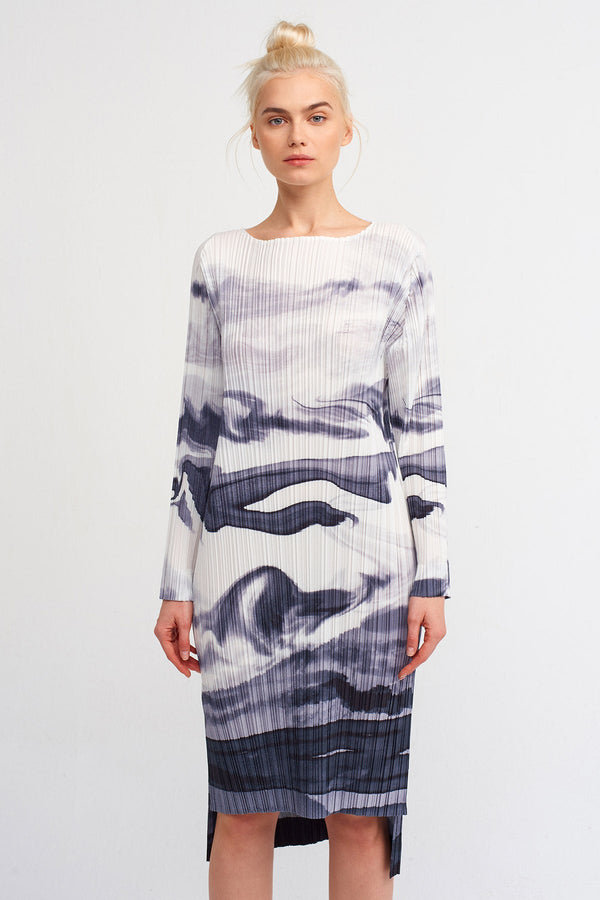 NU Printed Pleated Dress Multicolor