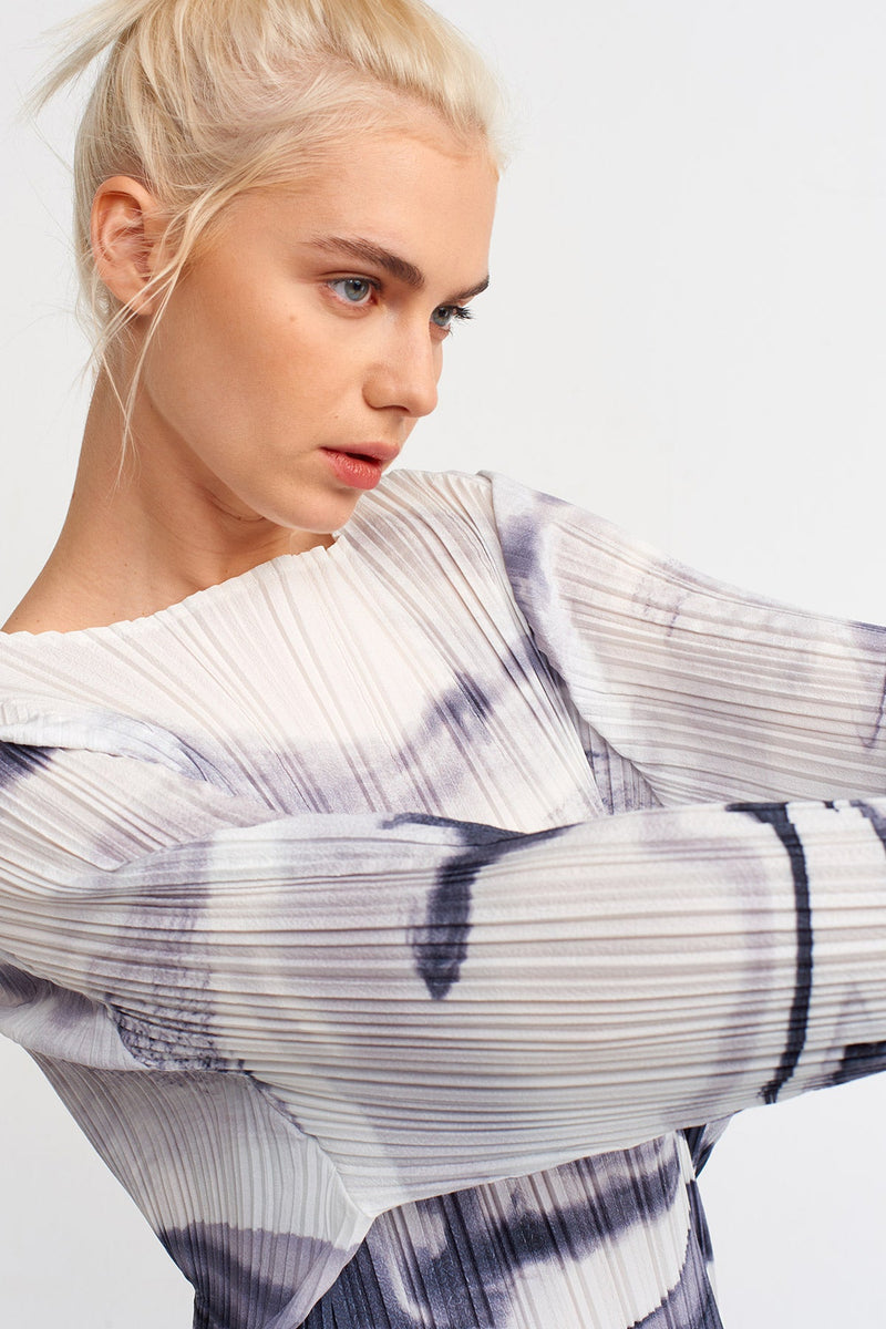 NU Printed Pleated Dress Multicolor