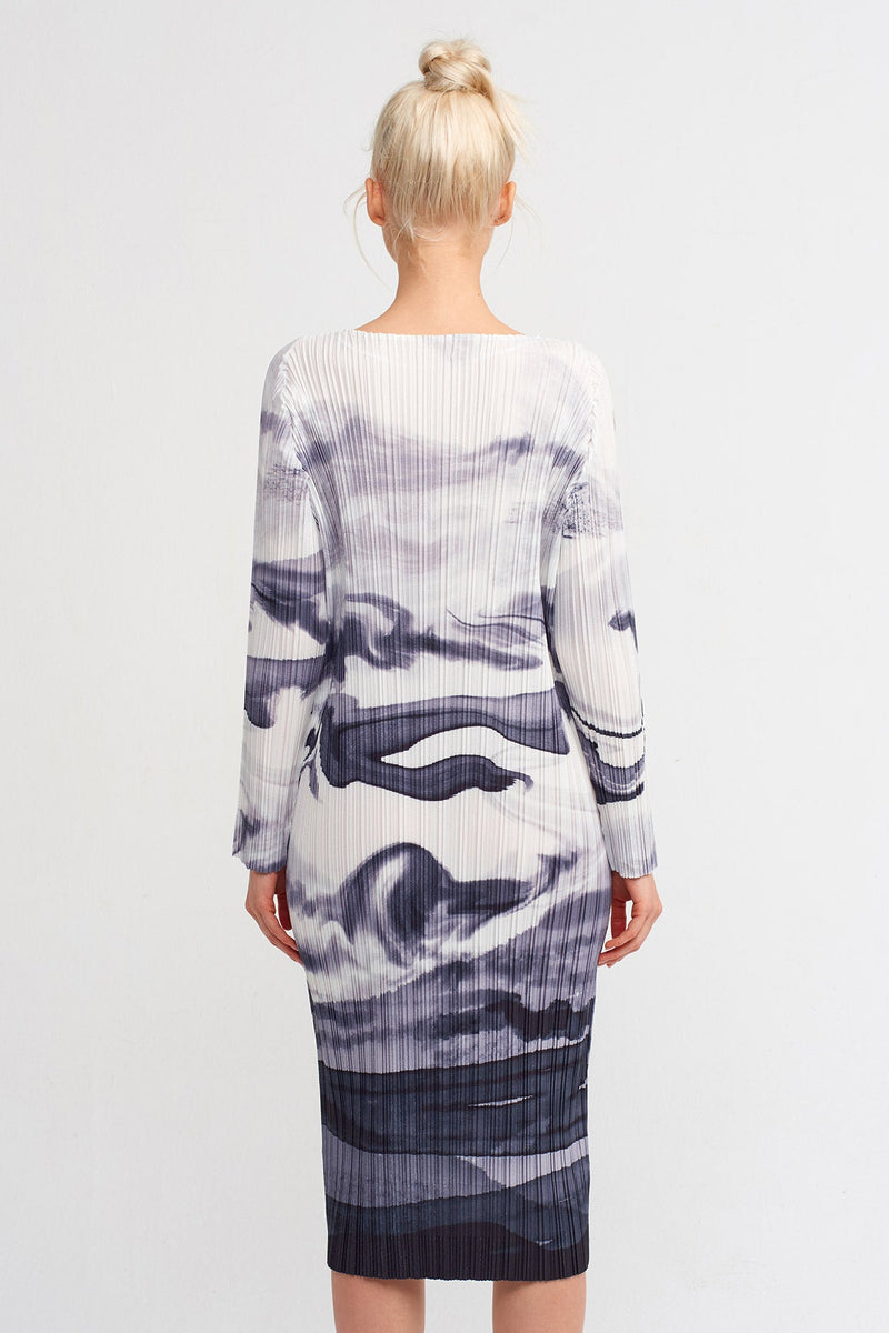 NU Printed Pleated Dress Multicolor