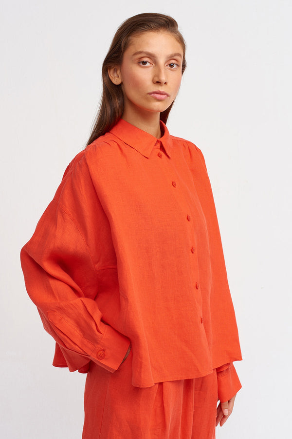 NU Solid Long Sleeve Shirt Orange