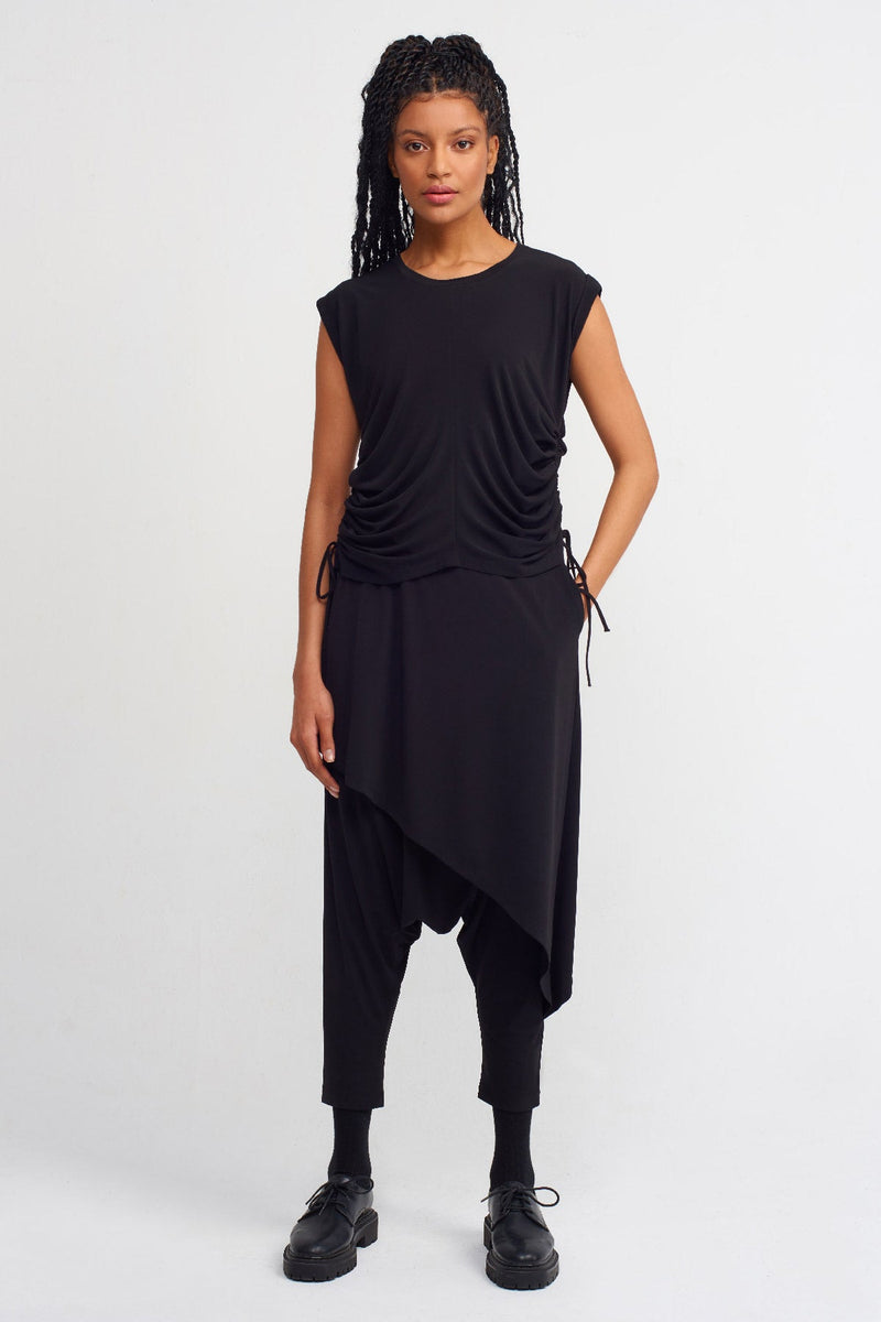 NU Sleeveless Shirred Detail Blouse Black