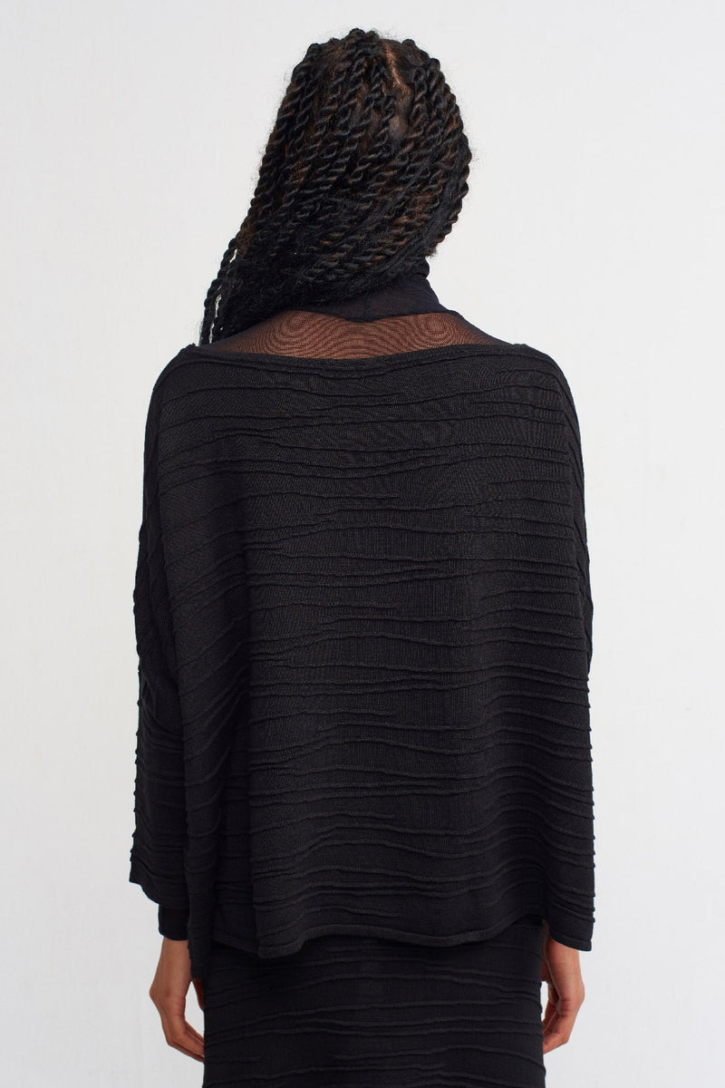 NU Solid Knitted Blouse Black