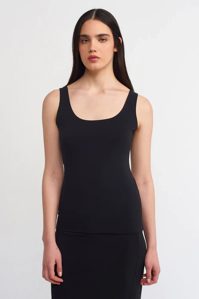 NU Solid Sleeveless Tank Top Black