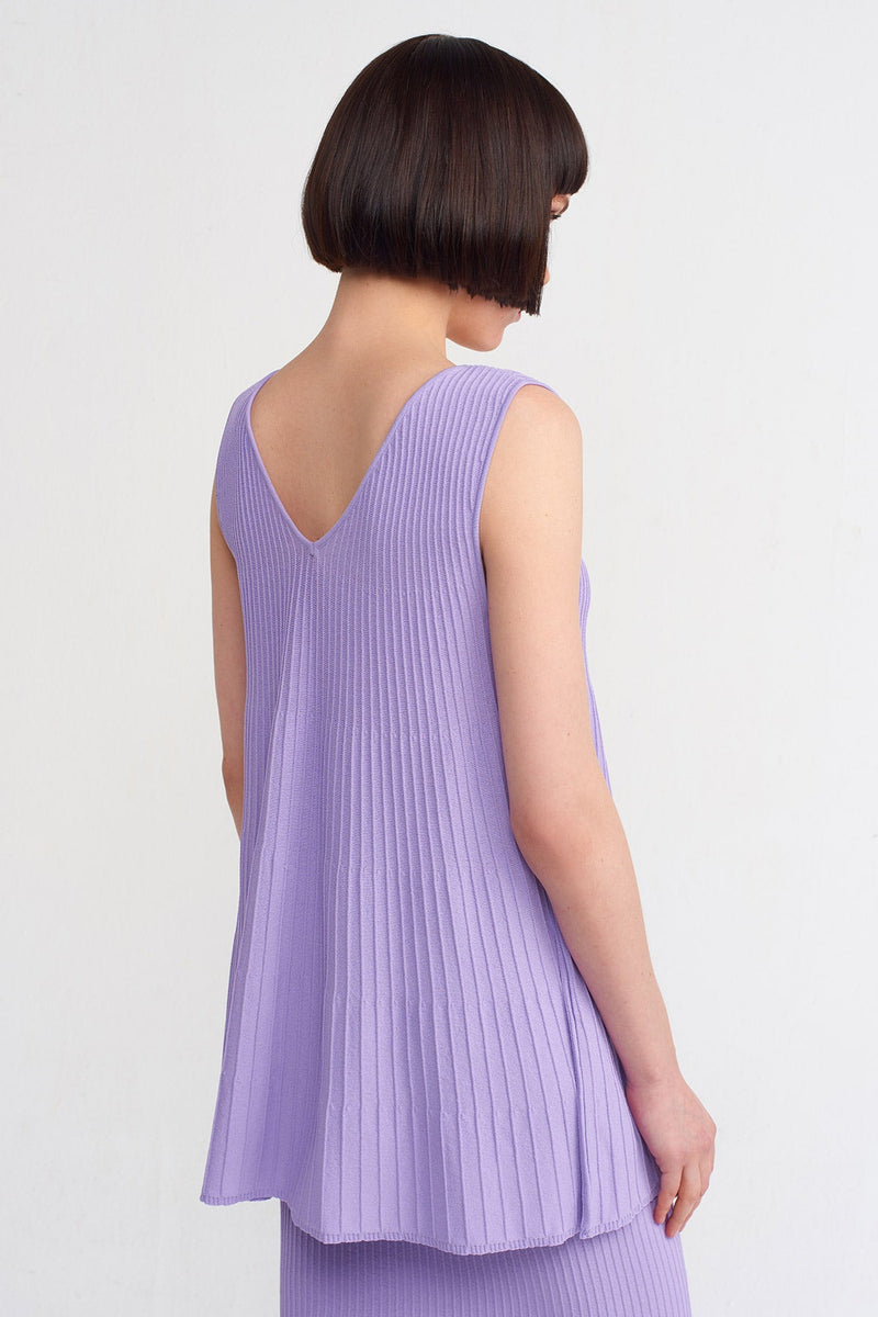 NU Single Tone Knitted Sleeveless Blouse Lilac