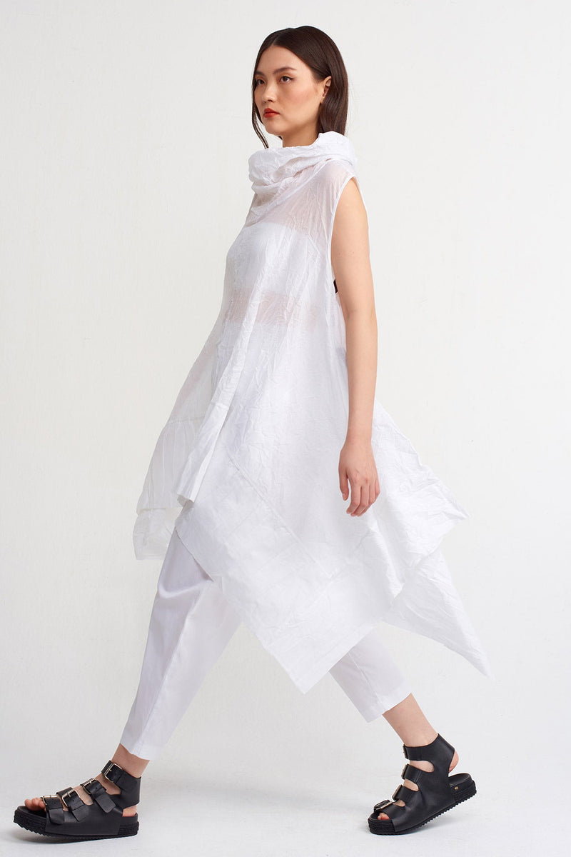 NU Solid High Neck Blouse Off White