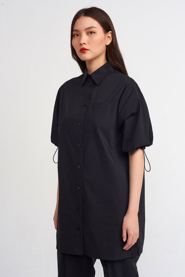 NU Adjustable Sleeve Tunic Shirt Black
