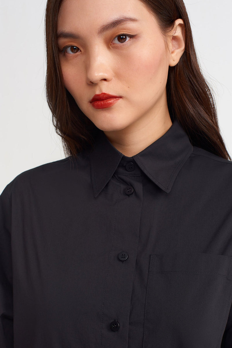 NU Adjustable Sleeve Tunic Shirt Black