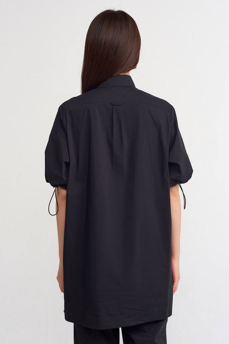 NU Adjustable Sleeve Tunic Shirt Black