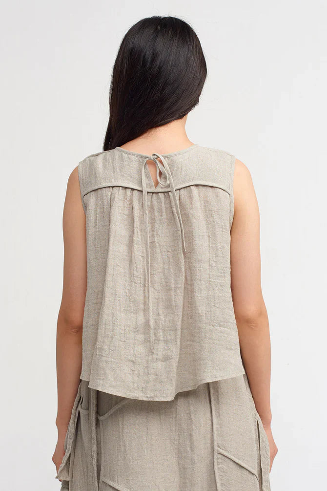 NU Flower Pattern Textured Blouse Light Grey